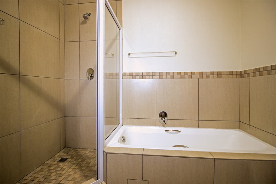 Deluxe room Bathroom with shower and bath